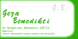 geza benedikti business card